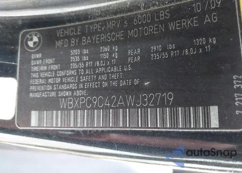 2010 BMW X3 xDrive30I from USA, damaged, VIN WBXPC9C42AWJ32719